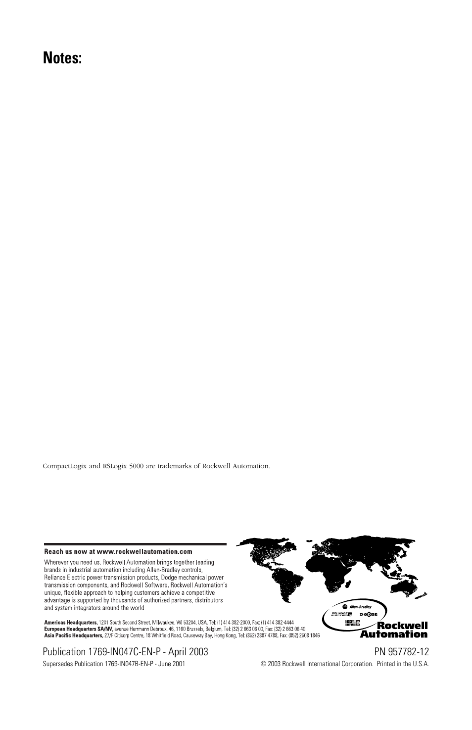 Back cover | Rockwell Automation 1769-L20_L30 CompactLogix Controller Installation Instructions User Manual | Page 24 / 24