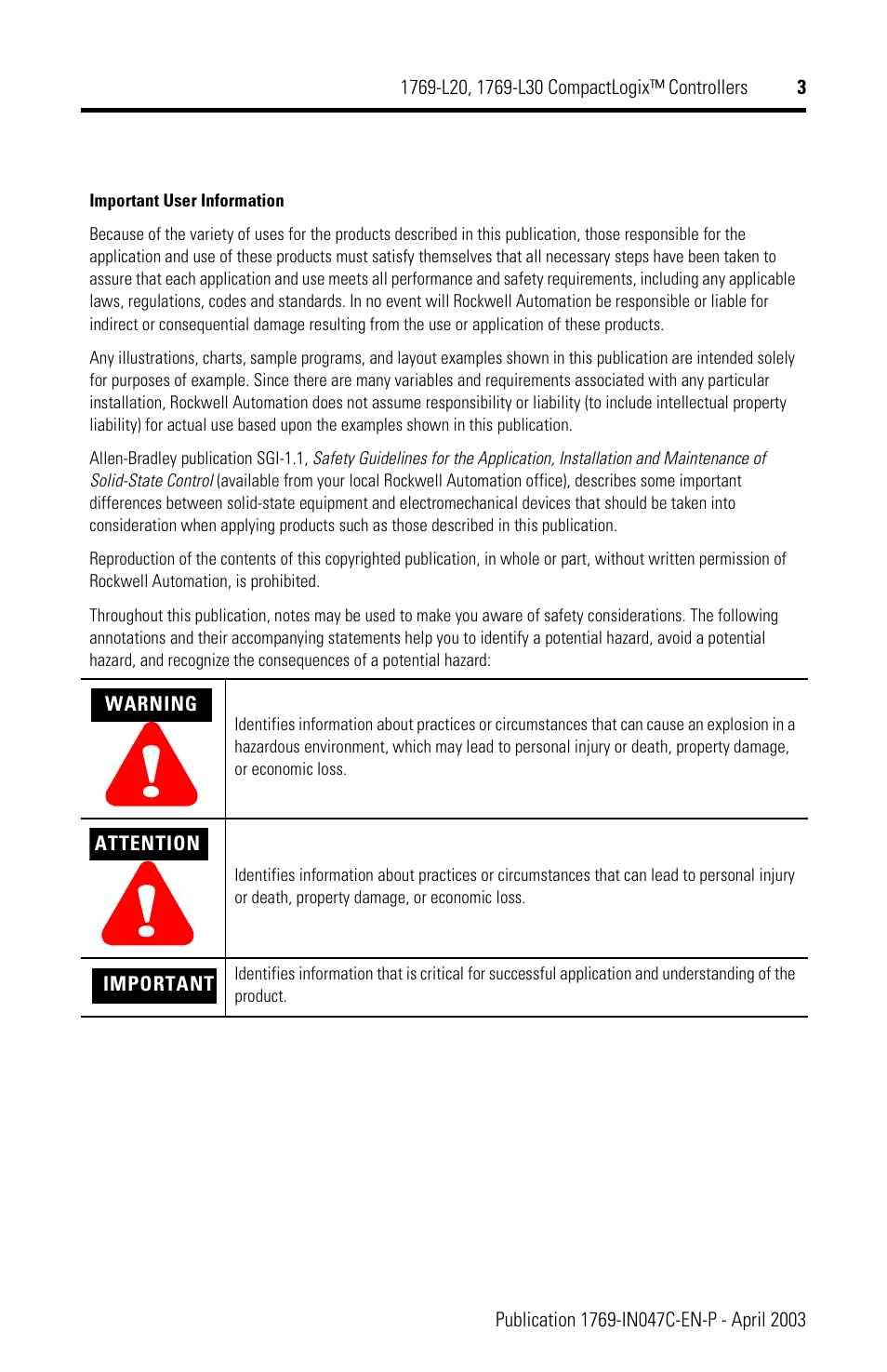 Rockwell Automation 1769-L20_L30 CompactLogix Controller Installation Instructions User Manual | Page 3 / 24