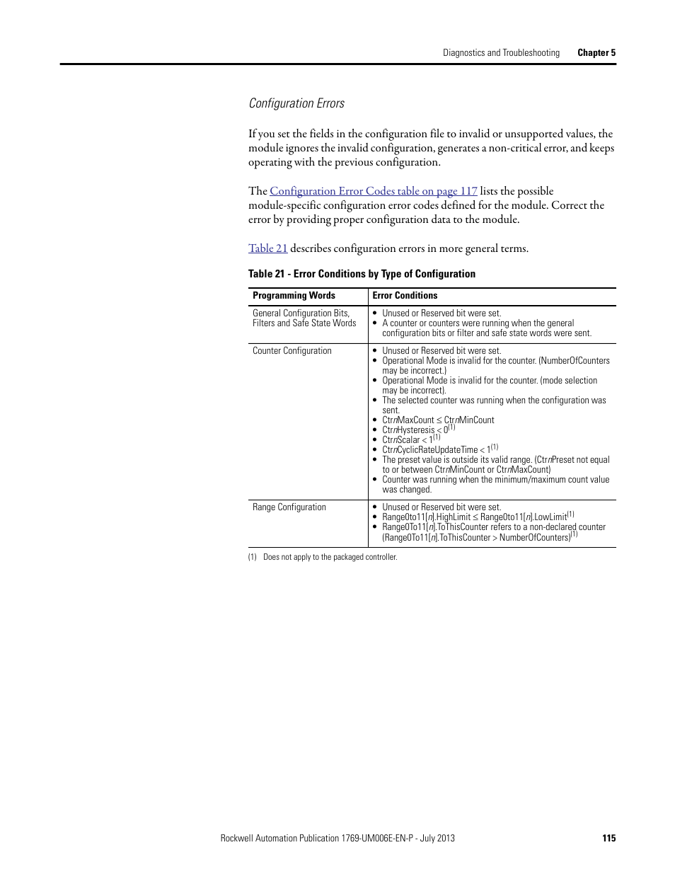 Configuration errors | Rockwell Automation 1769-HSC Compact High Speed Counter Module User Manual | Page 115 / 170