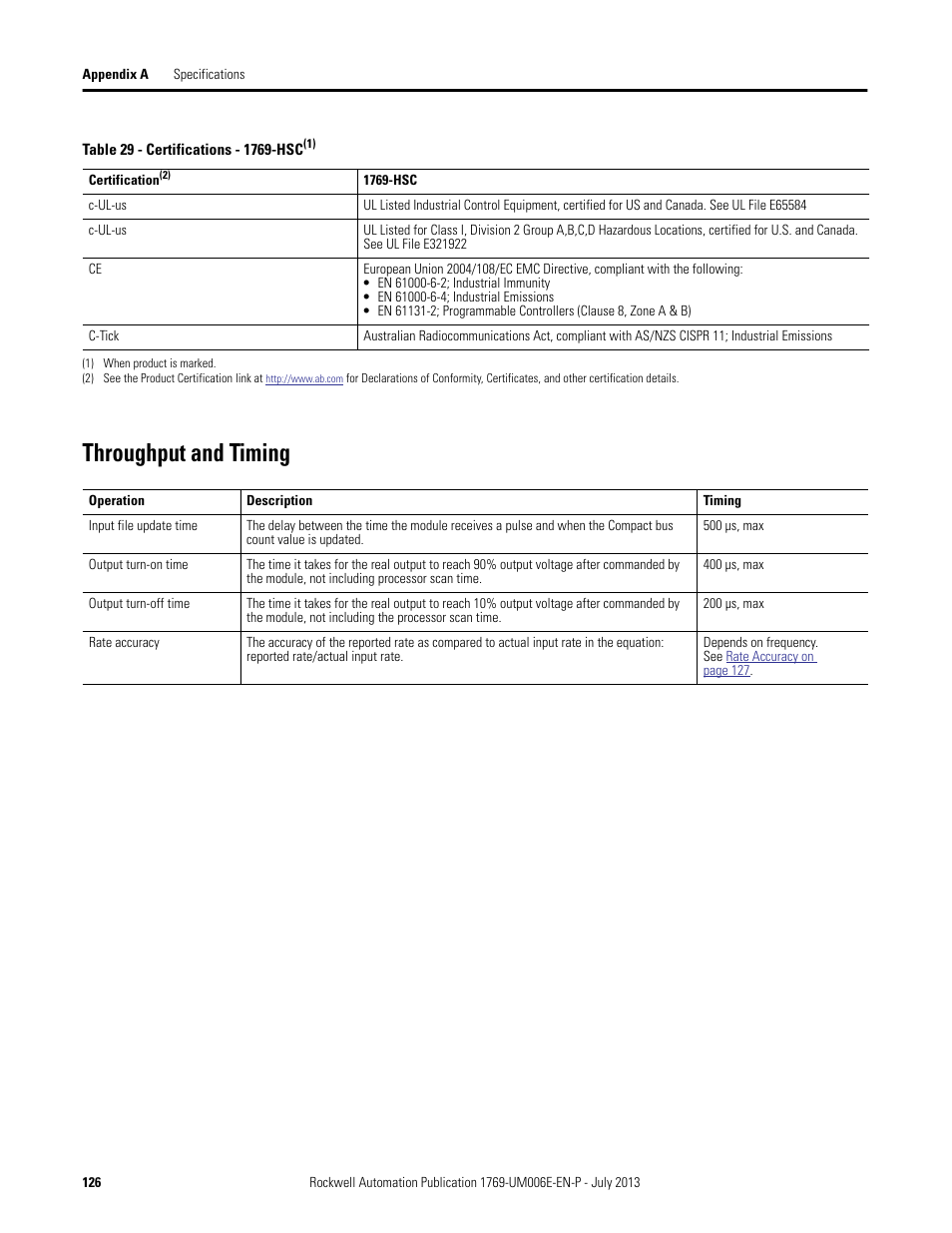 Throughput and timing | Rockwell Automation 1769-HSC Compact High Speed Counter Module User Manual | Page 126 / 170