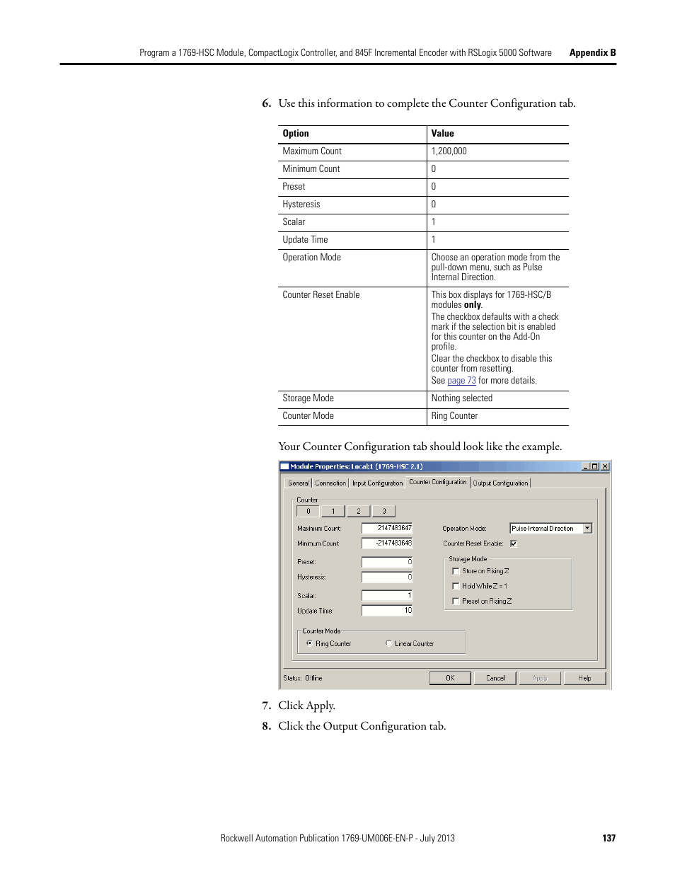 Rockwell Automation 1769-HSC Compact High Speed Counter Module User Manual | Page 137 / 170