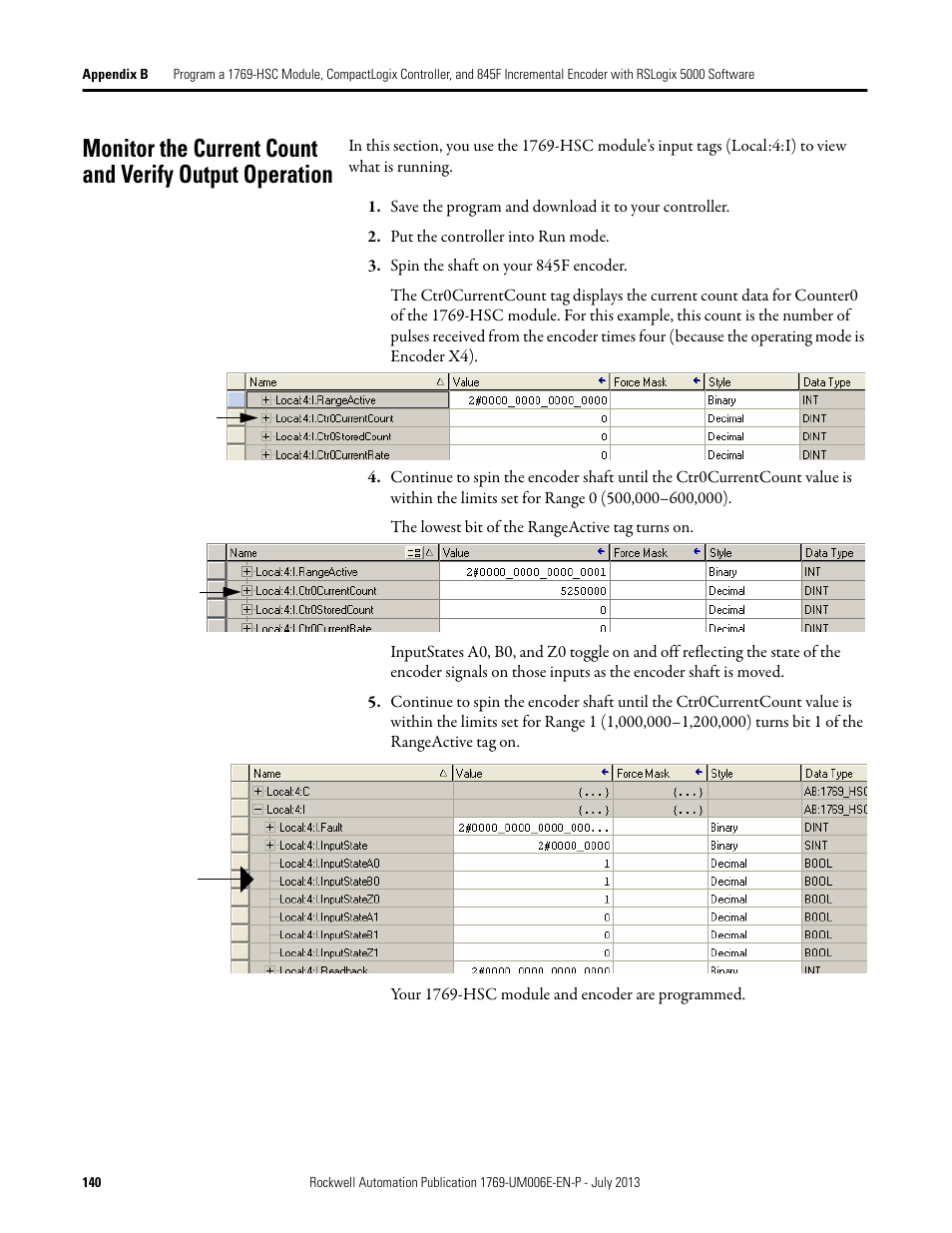 Rockwell Automation 1769-HSC Compact High Speed Counter Module User Manual | Page 140 / 170