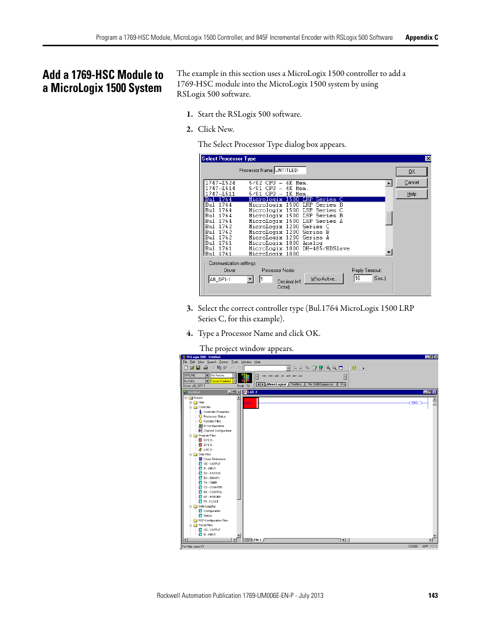 Add a 1769-hsc module to a micrologix 1500 system | Rockwell Automation 1769-HSC Compact High Speed Counter Module User Manual | Page 143 / 170