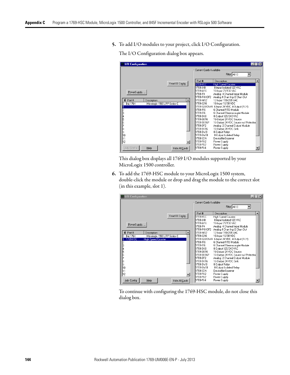 Rockwell Automation 1769-HSC Compact High Speed Counter Module User Manual | Page 144 / 170