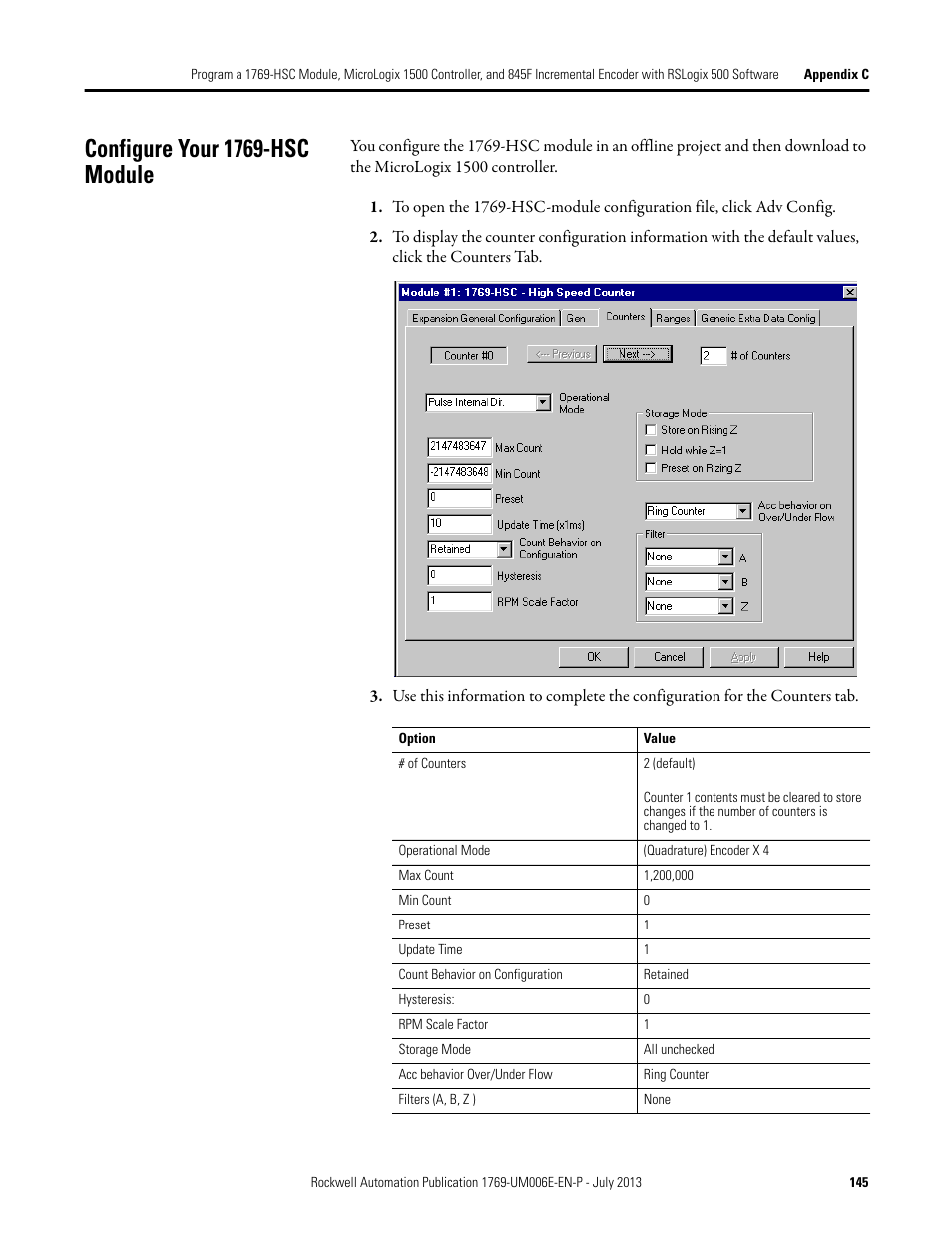 Configure your 1769-hsc module | Rockwell Automation 1769-HSC Compact High Speed Counter Module User Manual | Page 145 / 170