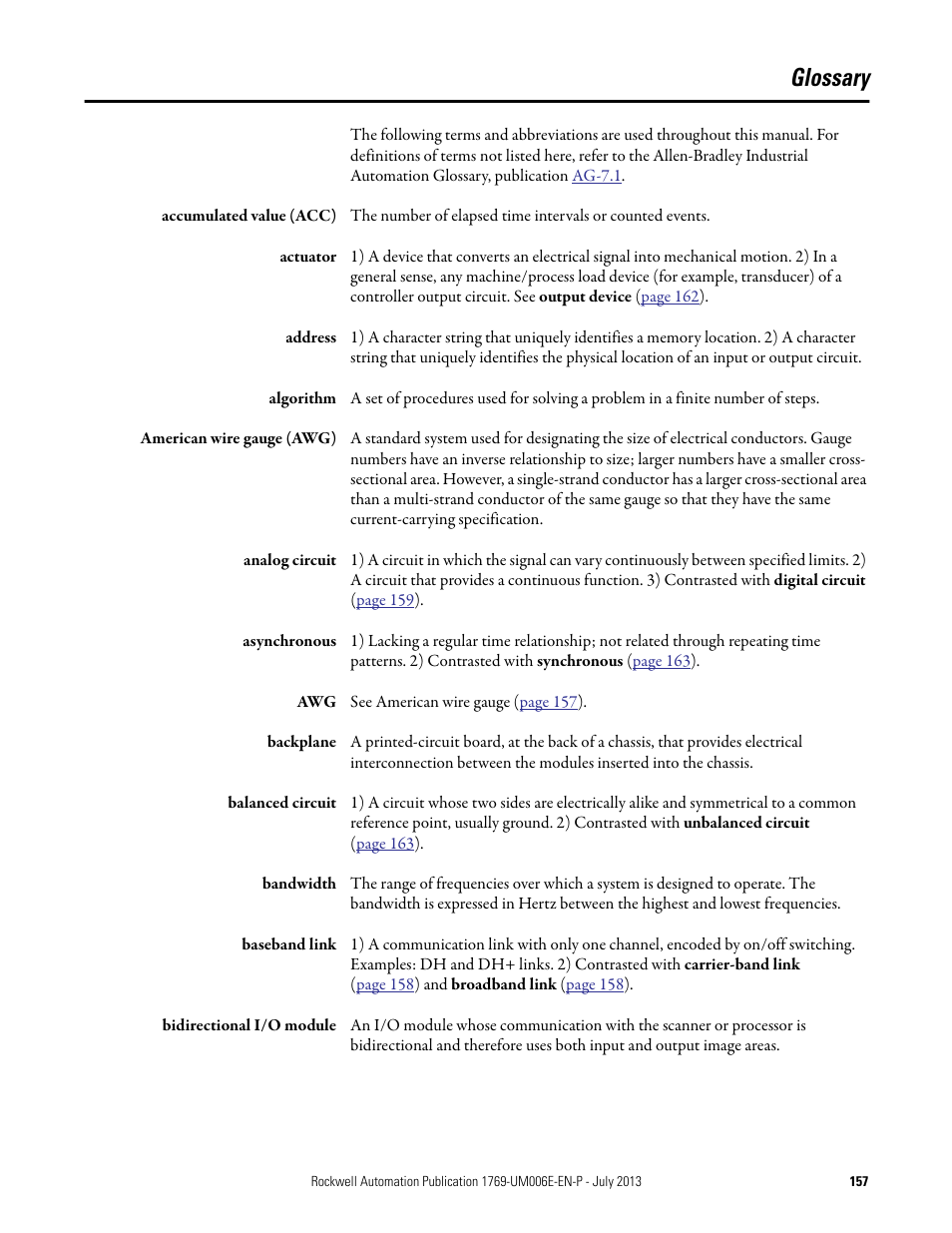 Glossary | Rockwell Automation 1769-HSC Compact High Speed Counter Module User Manual | Page 157 / 170