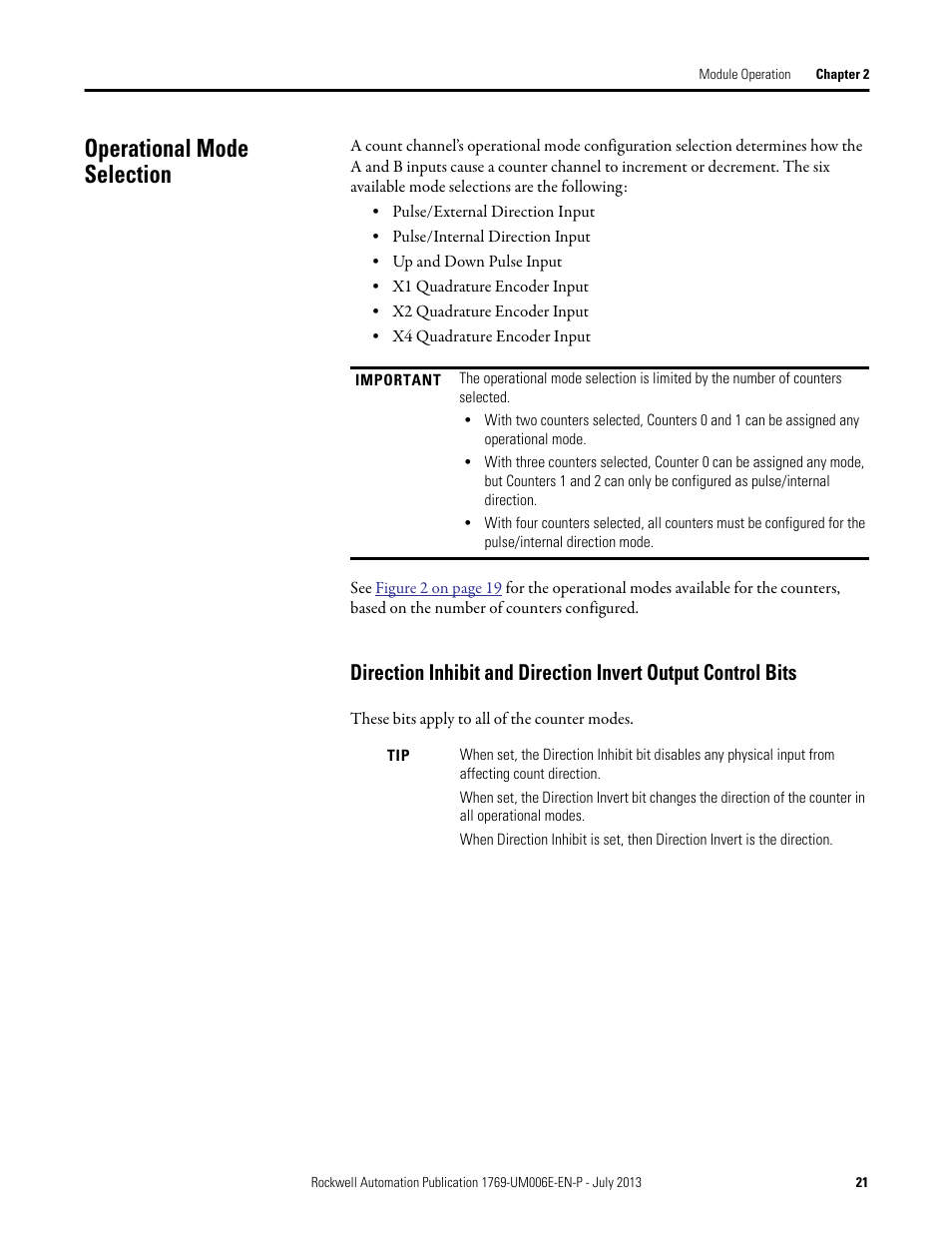 Operational mode selection | Rockwell Automation 1769-HSC Compact High Speed Counter Module User Manual | Page 21 / 170