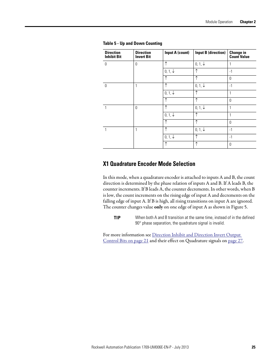 X1 quadrature encoder mode selection | Rockwell Automation 1769-HSC Compact High Speed Counter Module User Manual | Page 25 / 170