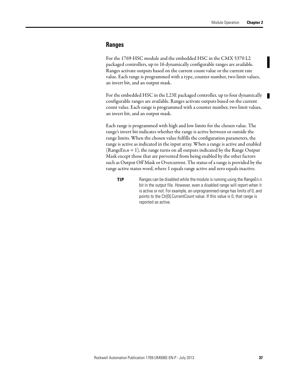 Ranges | Rockwell Automation 1769-HSC Compact High Speed Counter Module User Manual | Page 37 / 170