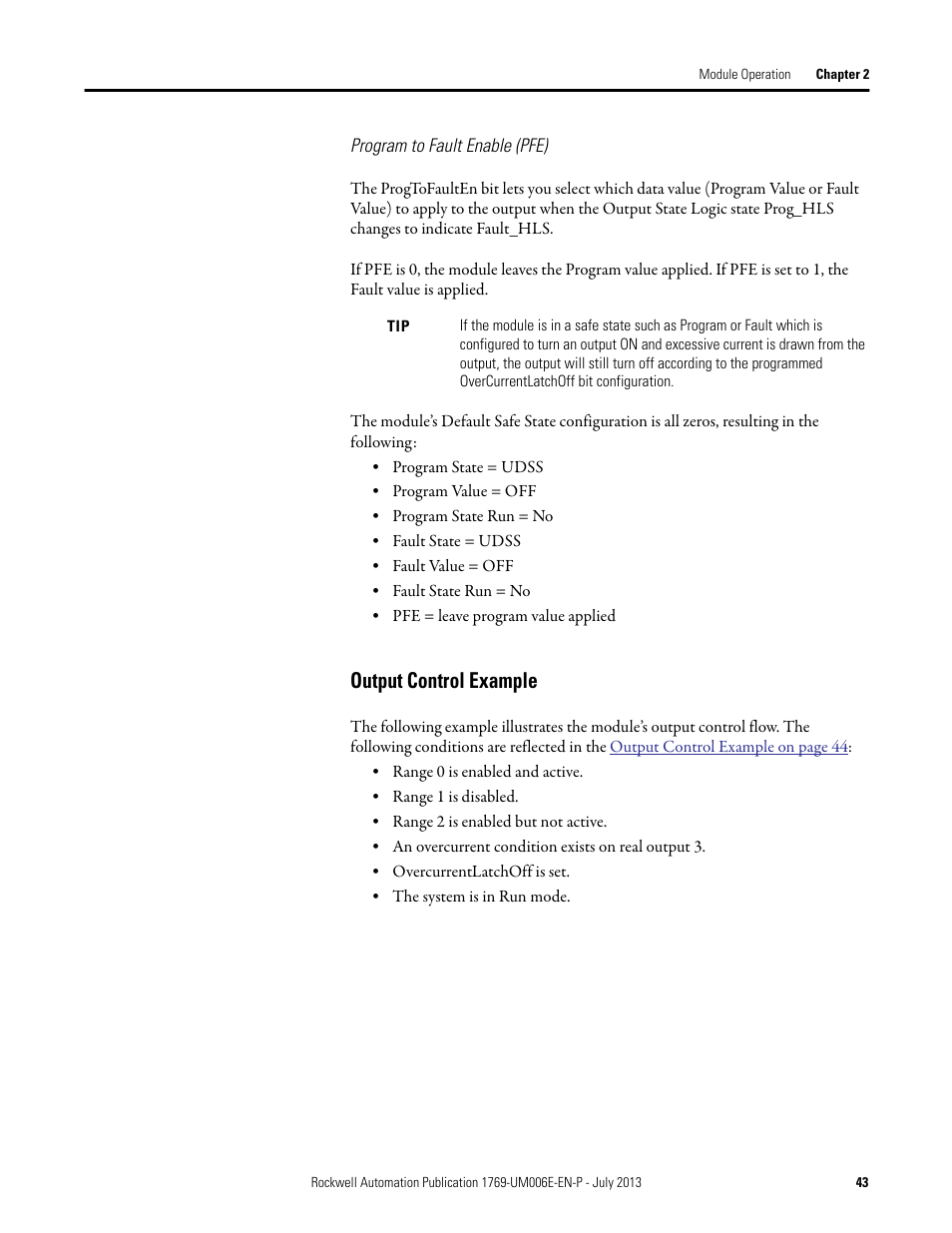 Output control example | Rockwell Automation 1769-HSC Compact High Speed Counter Module User Manual | Page 43 / 170