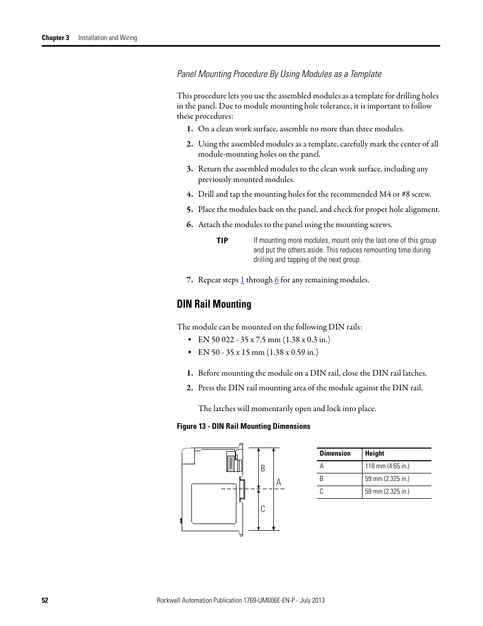Din rail mounting | Rockwell Automation 1769-HSC Compact High Speed Counter Module User Manual | Page 52 / 170