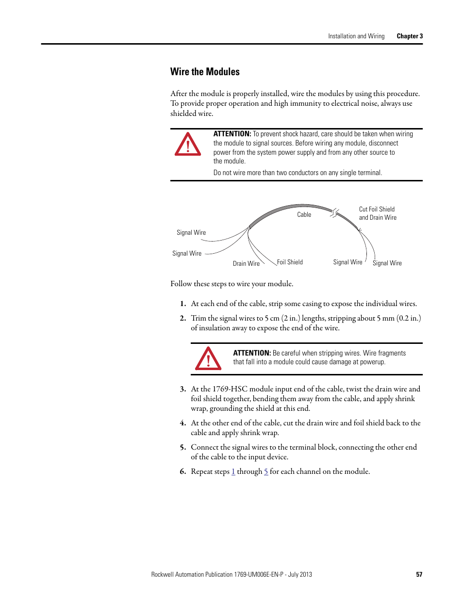 Wire the modules | Rockwell Automation 1769-HSC Compact High Speed Counter Module User Manual | Page 57 / 170