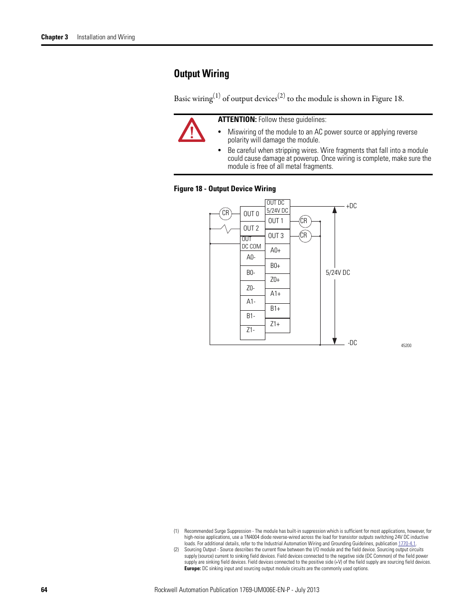 Output wiring | Rockwell Automation 1769-HSC Compact High Speed Counter Module User Manual | Page 64 / 170