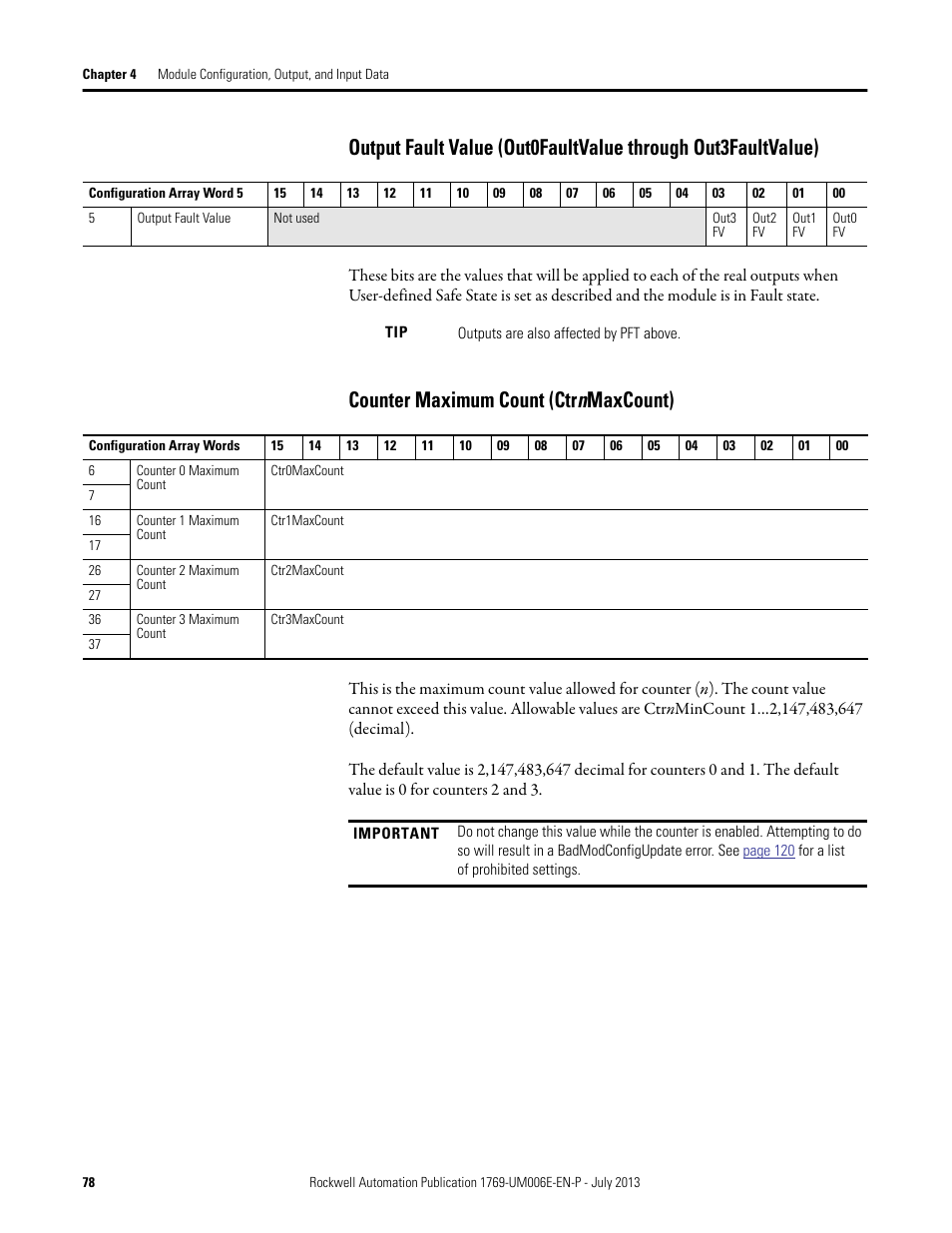 Counter maximum count (ctrnmaxcount), Counter maximum count (ctr n maxcount) | Rockwell Automation 1769-HSC Compact High Speed Counter Module User Manual | Page 78 / 170