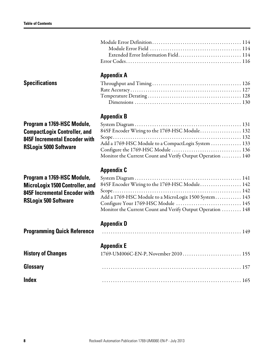 Rockwell Automation 1769-HSC Compact High Speed Counter Module User Manual | Page 8 / 170