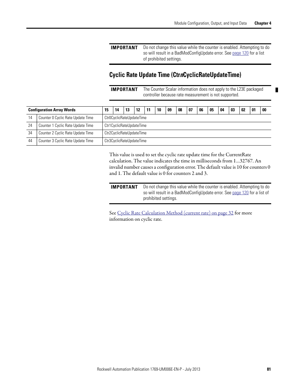 Cyclic rate update time (ctrncyclicrateupdatetime) | Rockwell Automation 1769-HSC Compact High Speed Counter Module User Manual | Page 81 / 170