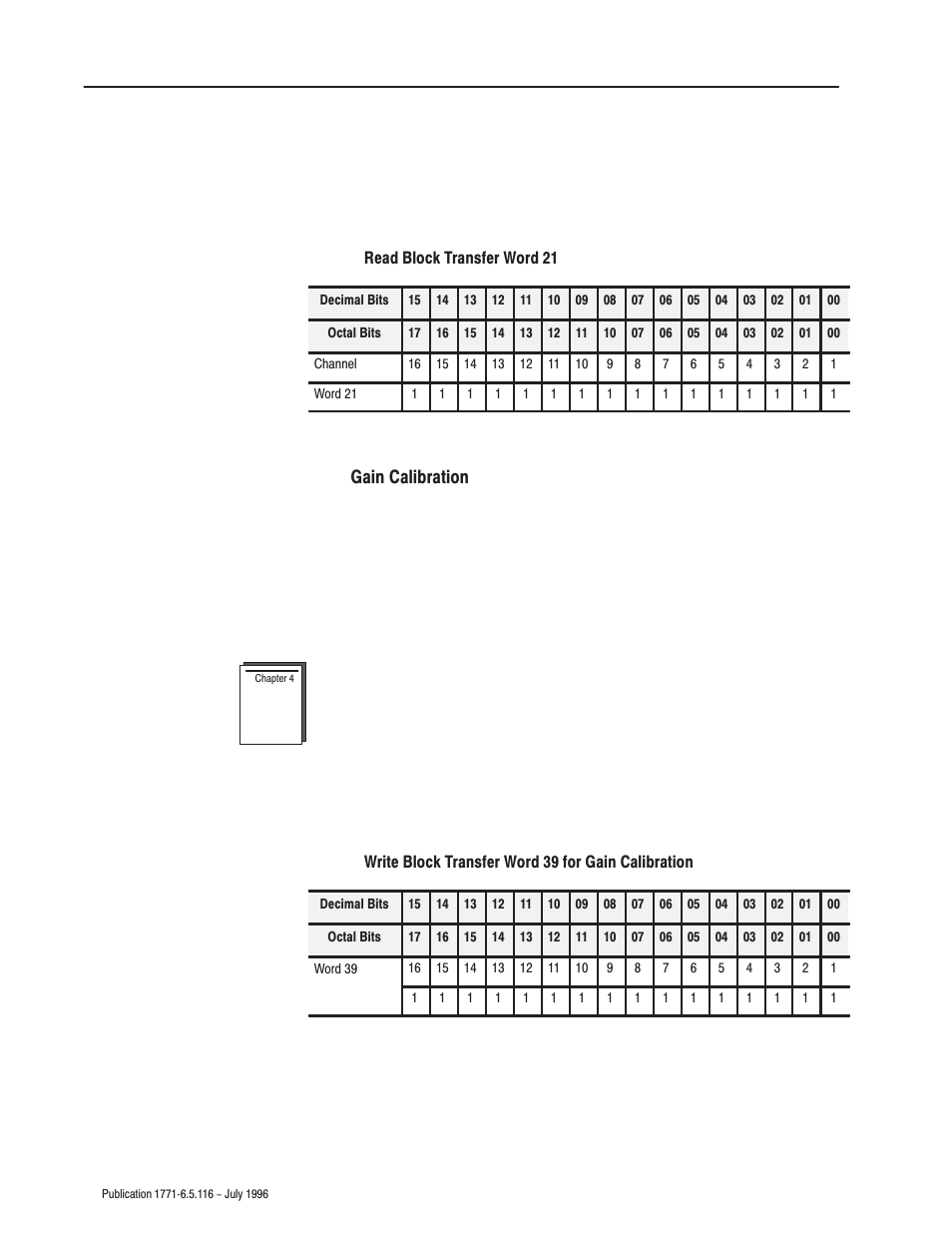 Gain calibration | Rockwell Automation 1771-IFF/A,D17716.5.116 FAST ANALOG INPUT MODULE User Manual | Page 14 / 94