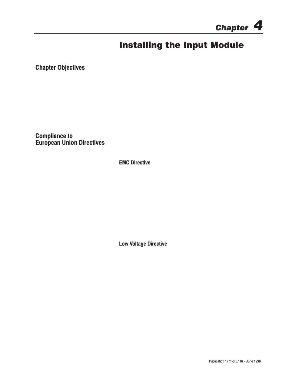 4 - installing the input module, Installing the input module, Chapter | Rockwell Automation 1771-IFF/A,D17716.5.116 FAST ANALOG INPUT MODULE User Manual | Page 31 / 94