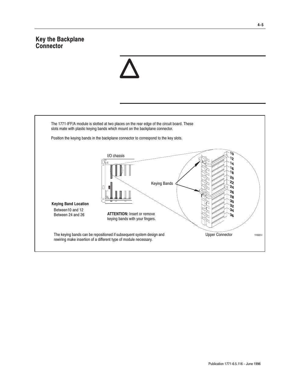 Key the backplane connector | Rockwell Automation 1771-IFF/A,D17716.5.116 FAST ANALOG INPUT MODULE User Manual | Page 35 / 94