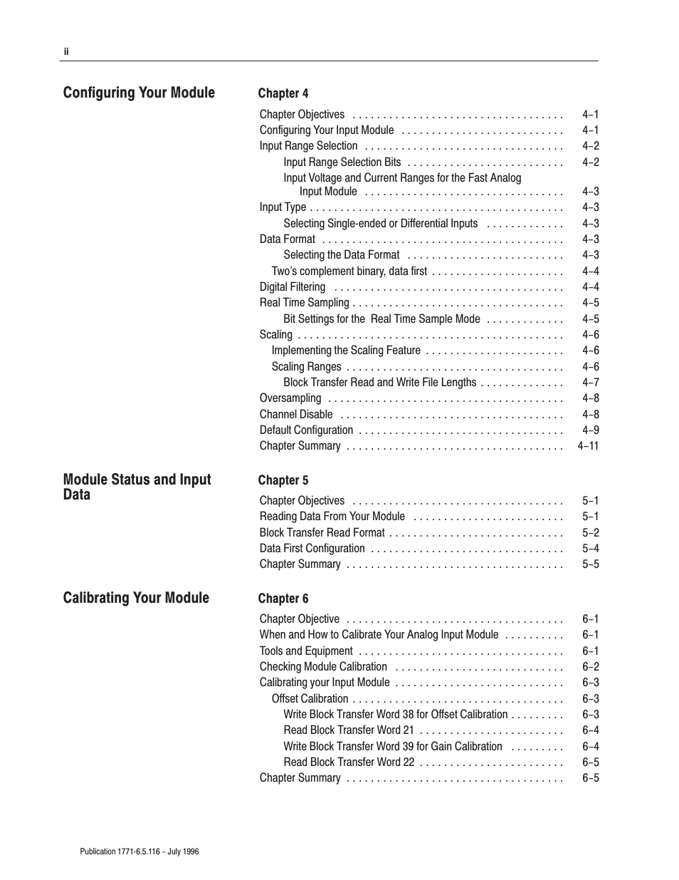 Rockwell Automation 1771-IFF/A,D17716.5.116 FAST ANALOG INPUT MODULE User Manual | Page 8 / 94
