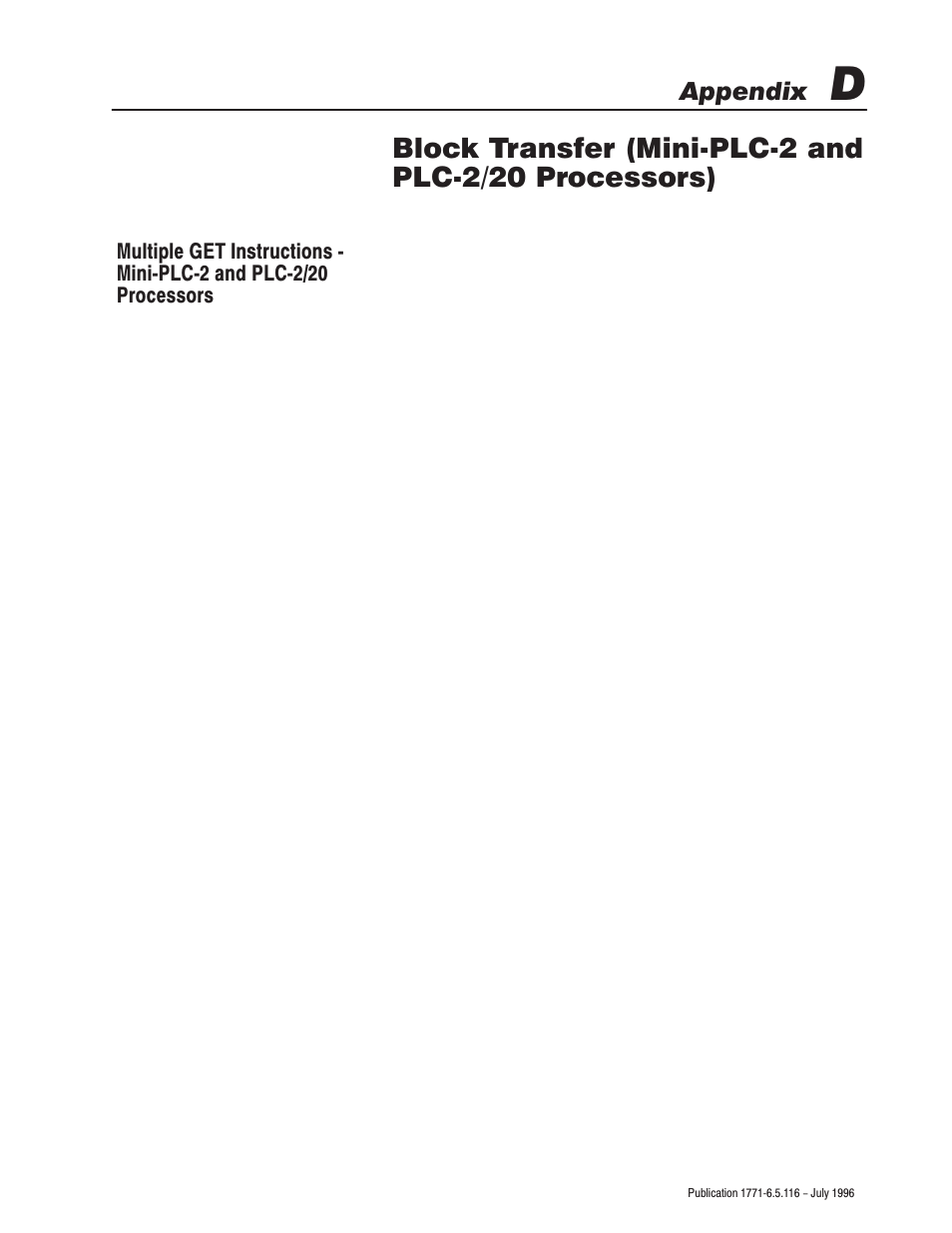 Appendix | Rockwell Automation 1771-IFF/A,D17716.5.116 FAST ANALOG INPUT MODULE User Manual | Page 81 / 94