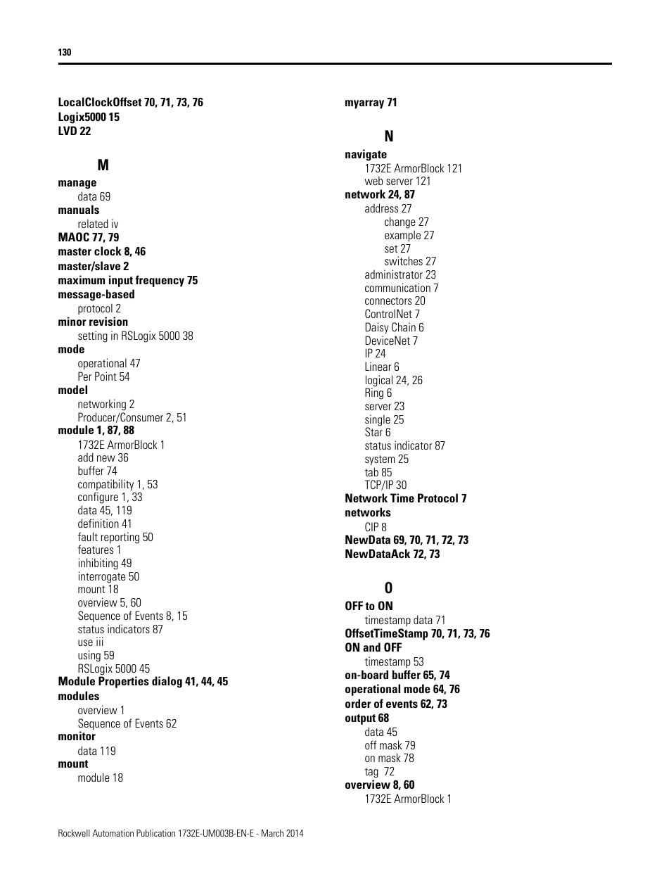 Rockwell Automation 1732E-OB8M8SR EtherNet/IP Dual Port 8-Point SOE Input and Scheduled Output Modules UM User Manual | Page 140 / 146