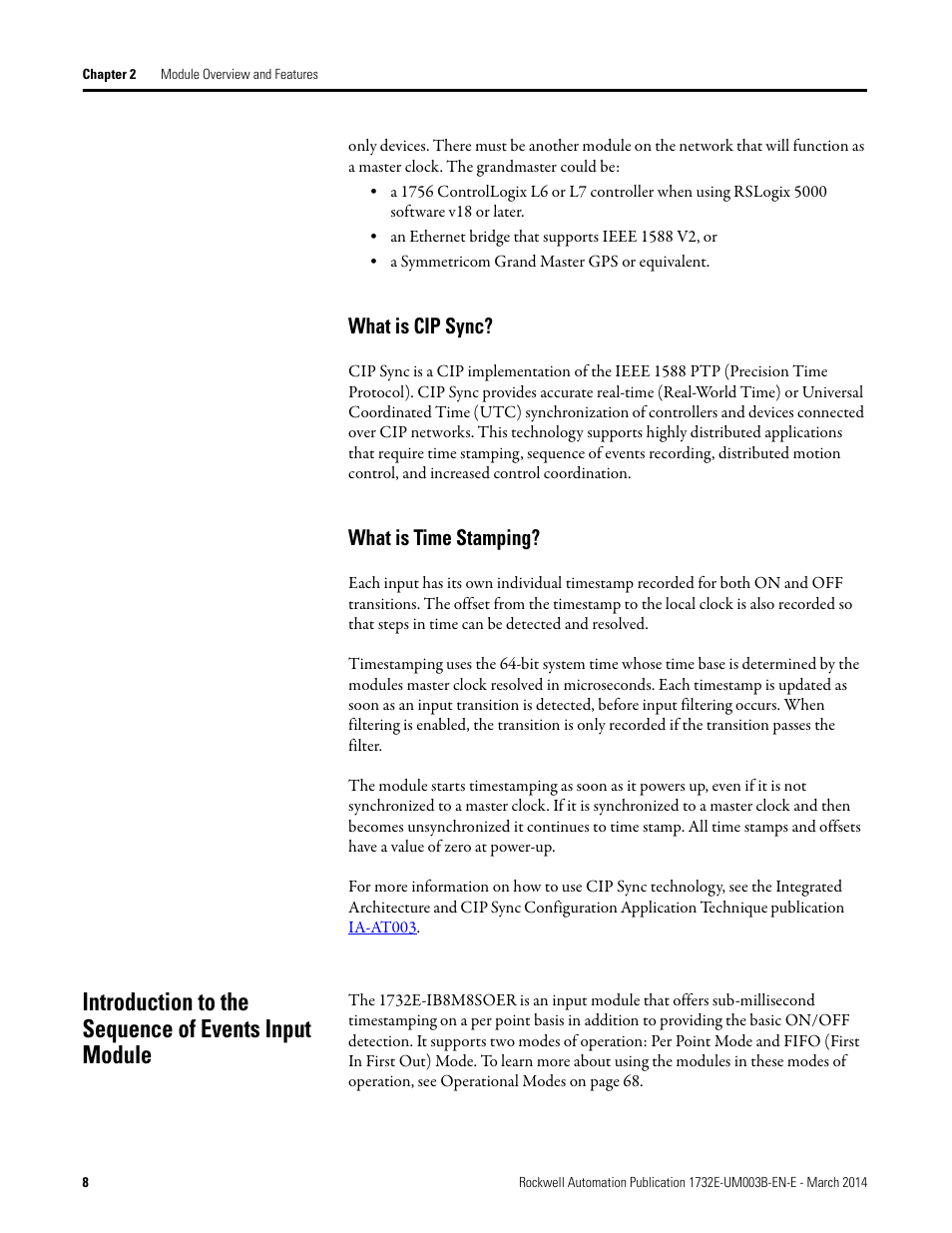 What is cip sync, What is time stamping | Rockwell Automation 1732E-OB8M8SR EtherNet/IP Dual Port 8-Point SOE Input and Scheduled Output Modules UM User Manual | Page 18 / 146