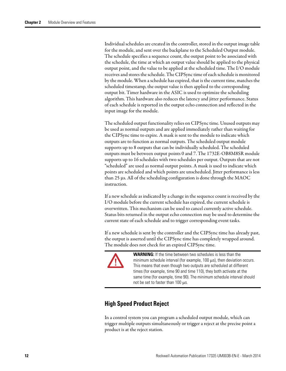 High speed product reject | Rockwell Automation 1732E-OB8M8SR EtherNet/IP Dual Port 8-Point SOE Input and Scheduled Output Modules UM User Manual | Page 22 / 146
