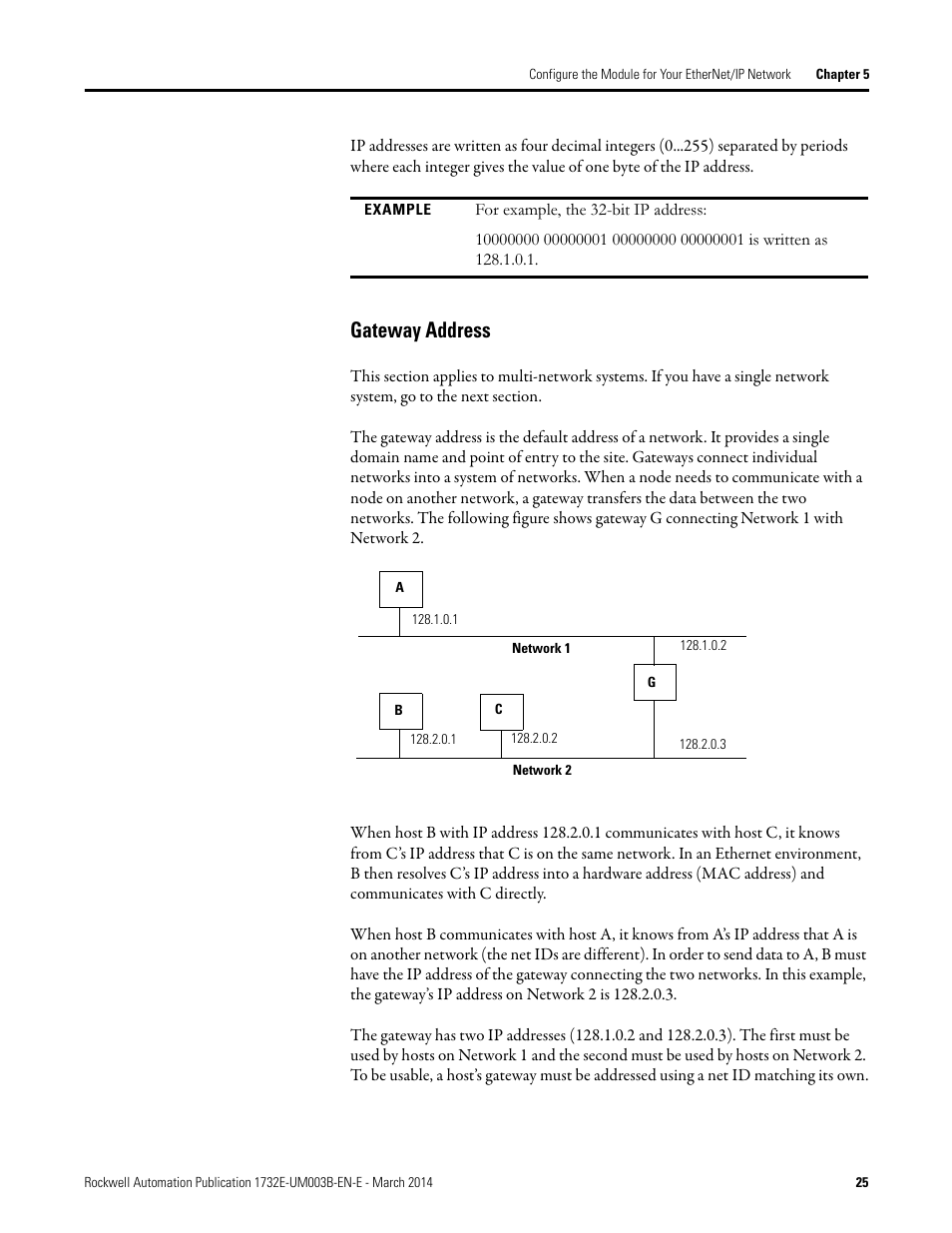 Gateway address | Rockwell Automation 1732E-OB8M8SR EtherNet/IP Dual Port 8-Point SOE Input and Scheduled Output Modules UM User Manual | Page 35 / 146