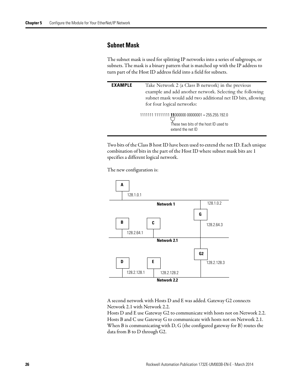 Subnet mask | Rockwell Automation 1732E-OB8M8SR EtherNet/IP Dual Port 8-Point SOE Input and Scheduled Output Modules UM User Manual | Page 36 / 146