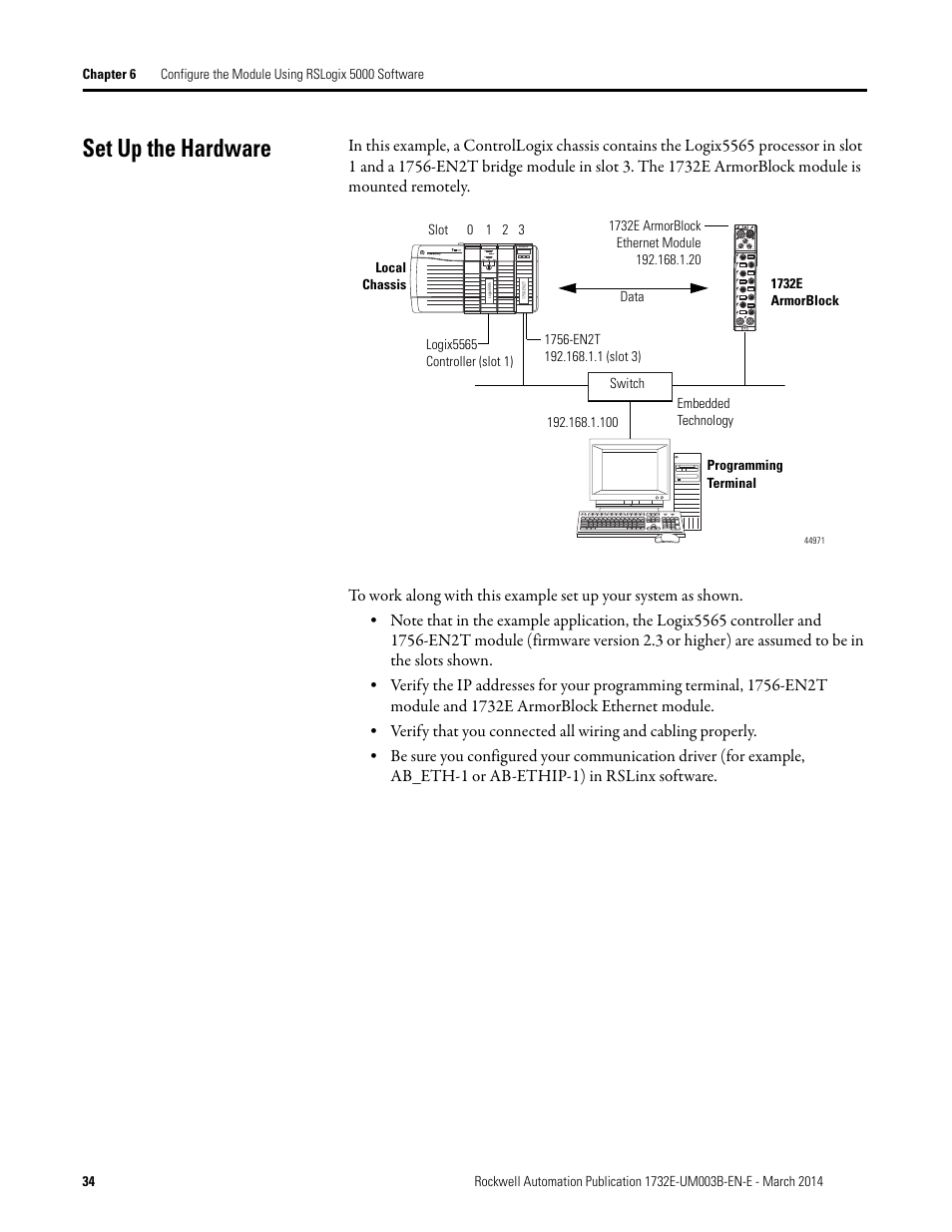 Set up the hardware | Rockwell Automation 1732E-OB8M8SR EtherNet/IP Dual Port 8-Point SOE Input and Scheduled Output Modules UM User Manual | Page 44 / 146