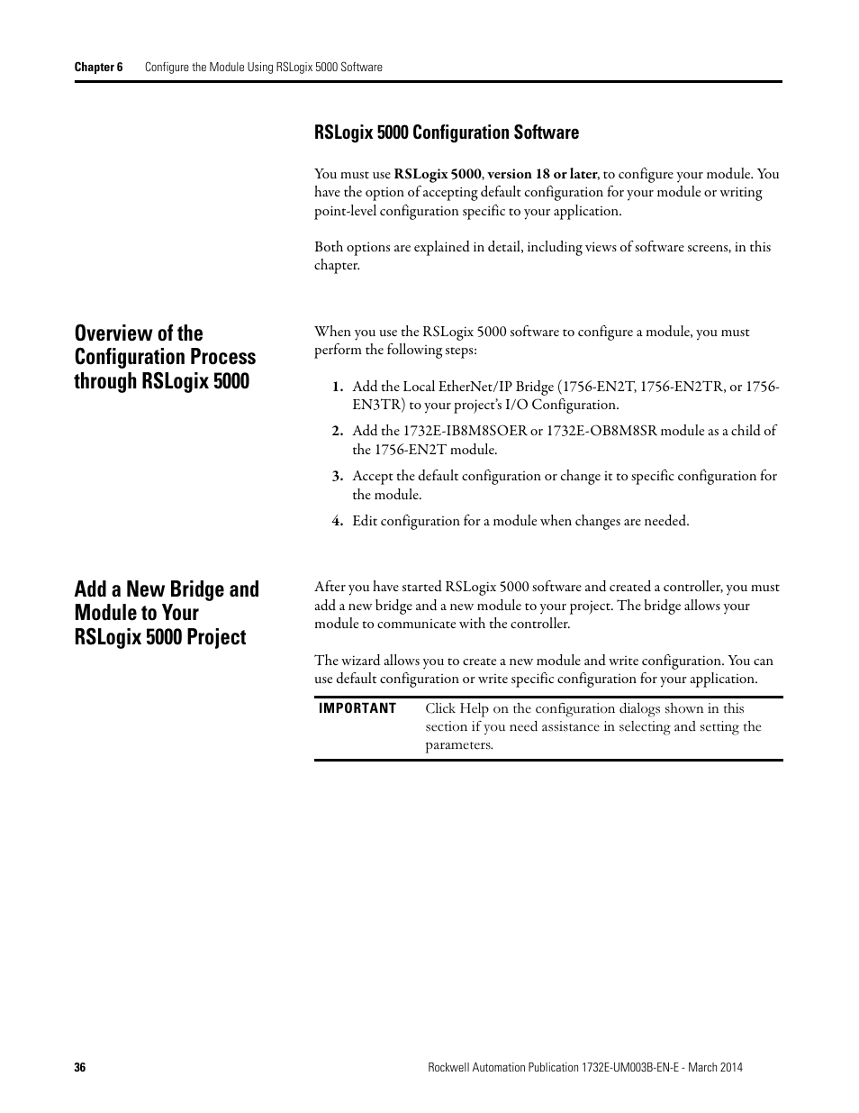 Rslogix 5000 configuration software | Rockwell Automation 1732E-OB8M8SR EtherNet/IP Dual Port 8-Point SOE Input and Scheduled Output Modules UM User Manual | Page 46 / 146