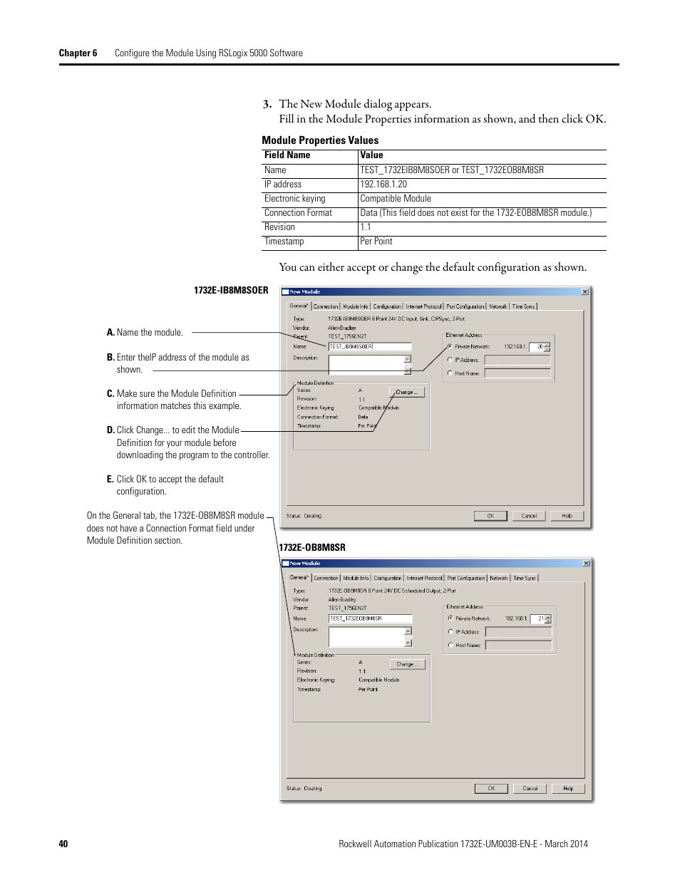 Rockwell Automation 1732E-OB8M8SR EtherNet/IP Dual Port 8-Point SOE Input and Scheduled Output Modules UM User Manual | Page 50 / 146