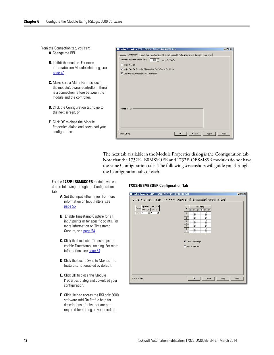 Rockwell Automation 1732E-OB8M8SR EtherNet/IP Dual Port 8-Point SOE Input and Scheduled Output Modules UM User Manual | Page 52 / 146