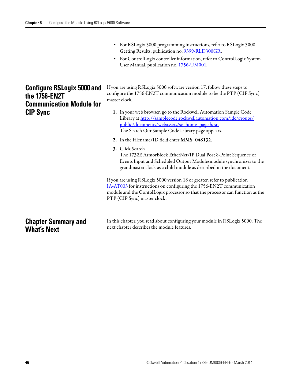 Chapter summary and what’s next | Rockwell Automation 1732E-OB8M8SR EtherNet/IP Dual Port 8-Point SOE Input and Scheduled Output Modules UM User Manual | Page 56 / 146
