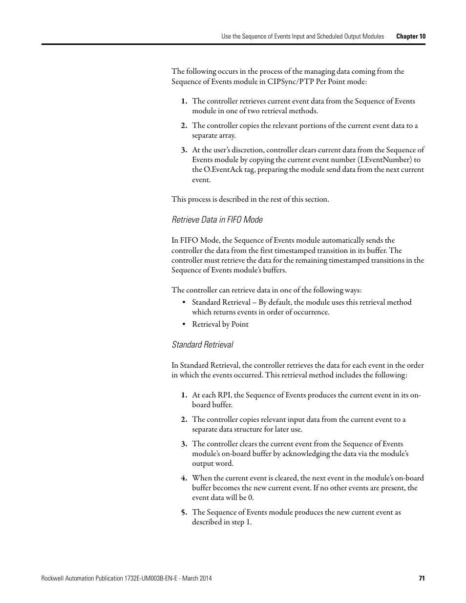 Retrieve data in fifo mode | Rockwell Automation 1732E-OB8M8SR EtherNet/IP Dual Port 8-Point SOE Input and Scheduled Output Modules UM User Manual | Page 81 / 146