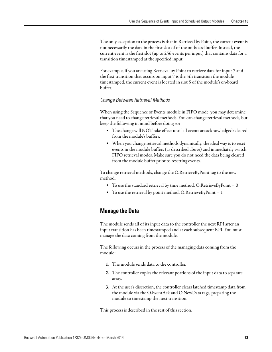 Manage the data | Rockwell Automation 1732E-OB8M8SR EtherNet/IP Dual Port 8-Point SOE Input and Scheduled Output Modules UM User Manual | Page 83 / 146