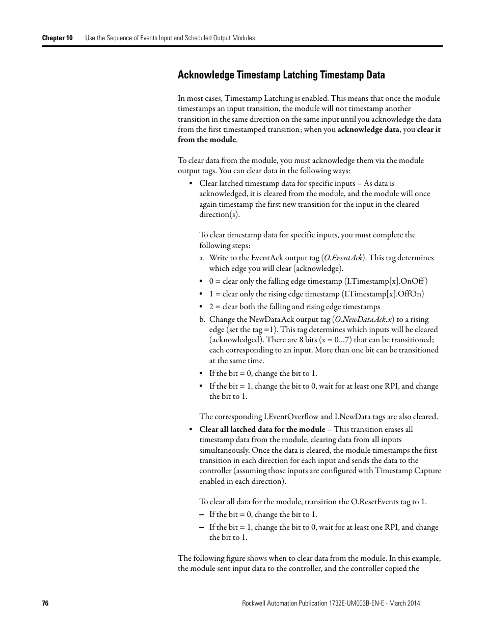 Acknowledge timestamp latching timestamp data | Rockwell Automation 1732E-OB8M8SR EtherNet/IP Dual Port 8-Point SOE Input and Scheduled Output Modules UM User Manual | Page 86 / 146