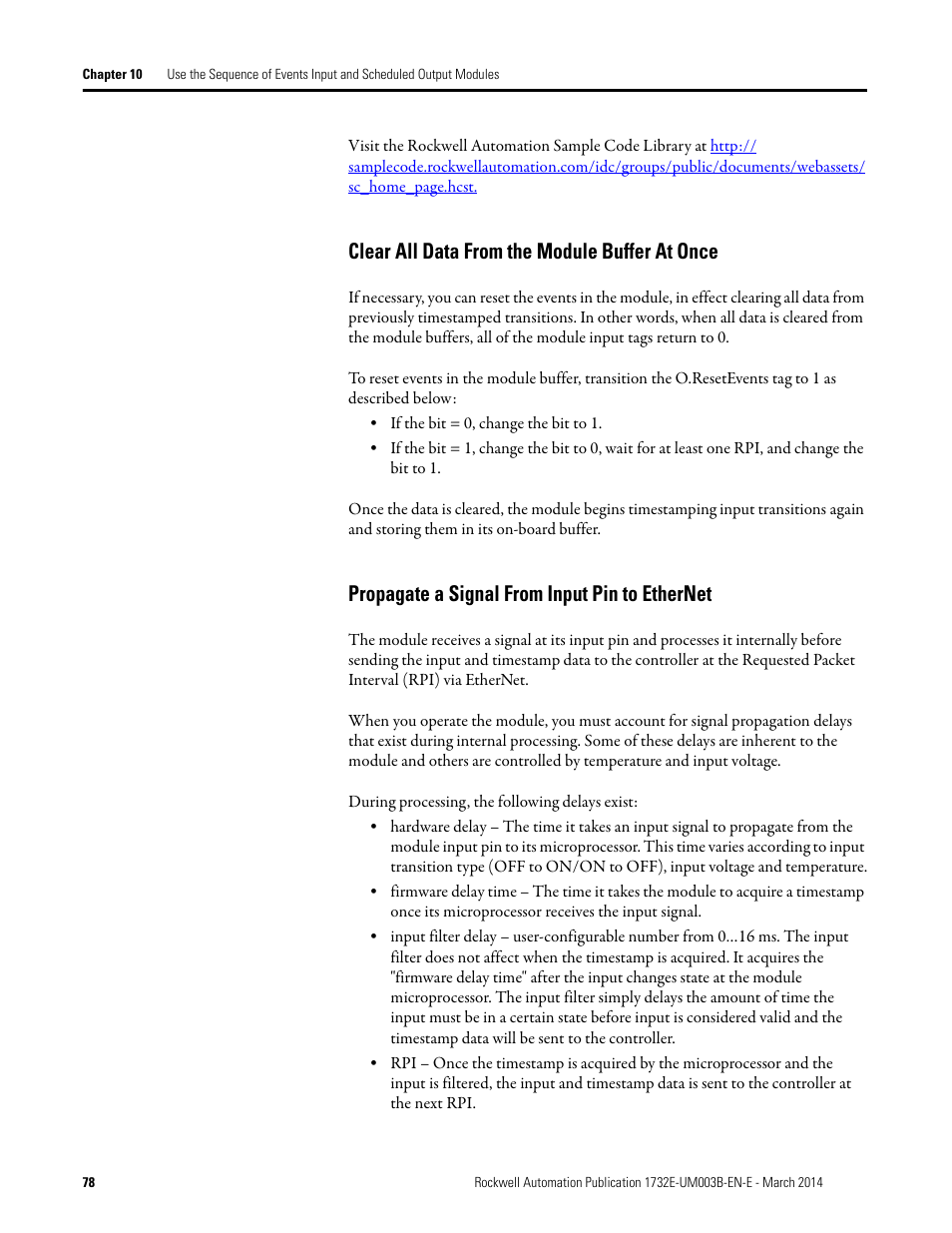 Clear all data from the module buffer at once, Propagate a signal from input pin to ethernet | Rockwell Automation 1732E-OB8M8SR EtherNet/IP Dual Port 8-Point SOE Input and Scheduled Output Modules UM User Manual | Page 88 / 146