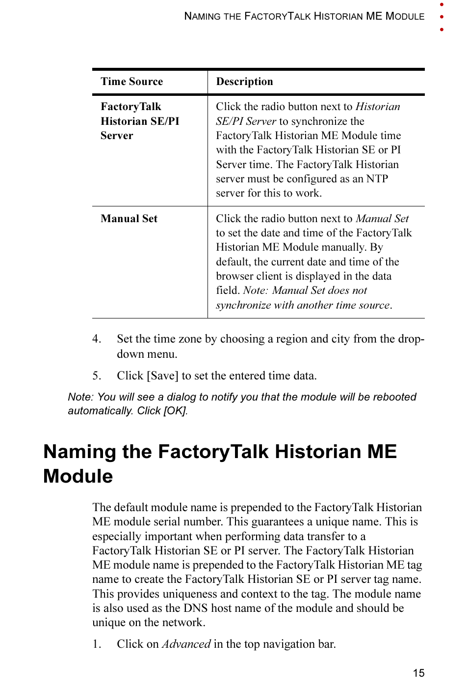 Naming the factorytalk historian me module | Rockwell Automation FactoryTalk Historian ME 2.2 Quick Start Guide User Manual | Page 19 / 48