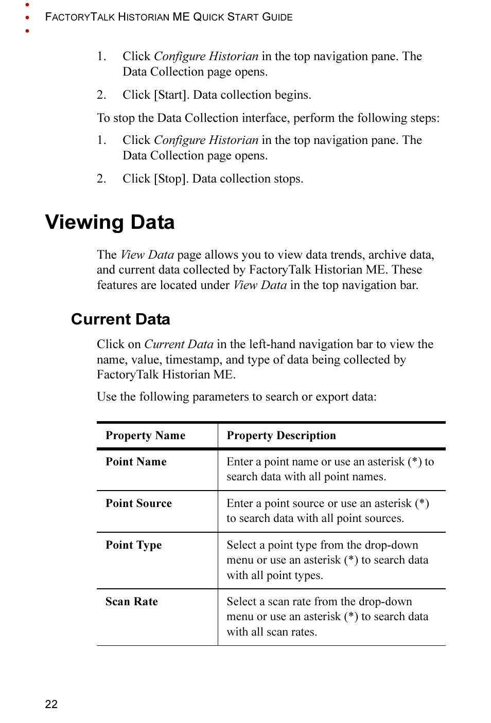 Viewing data, Current data | Rockwell Automation FactoryTalk Historian ME 2.2 Quick Start Guide User Manual | Page 26 / 48