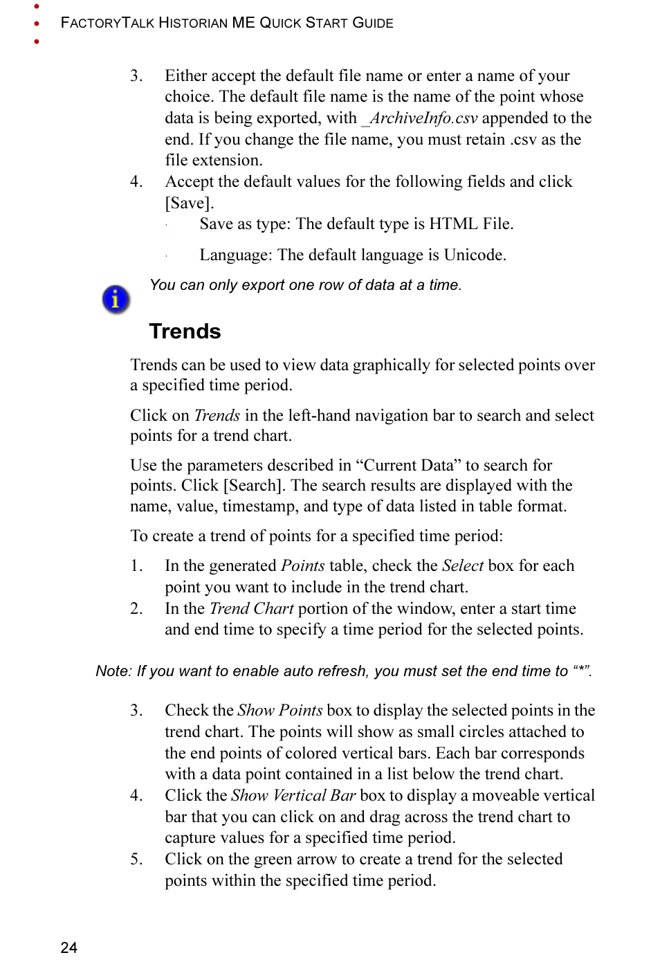 Trends | Rockwell Automation FactoryTalk Historian ME 2.2 Quick Start Guide User Manual | Page 28 / 48