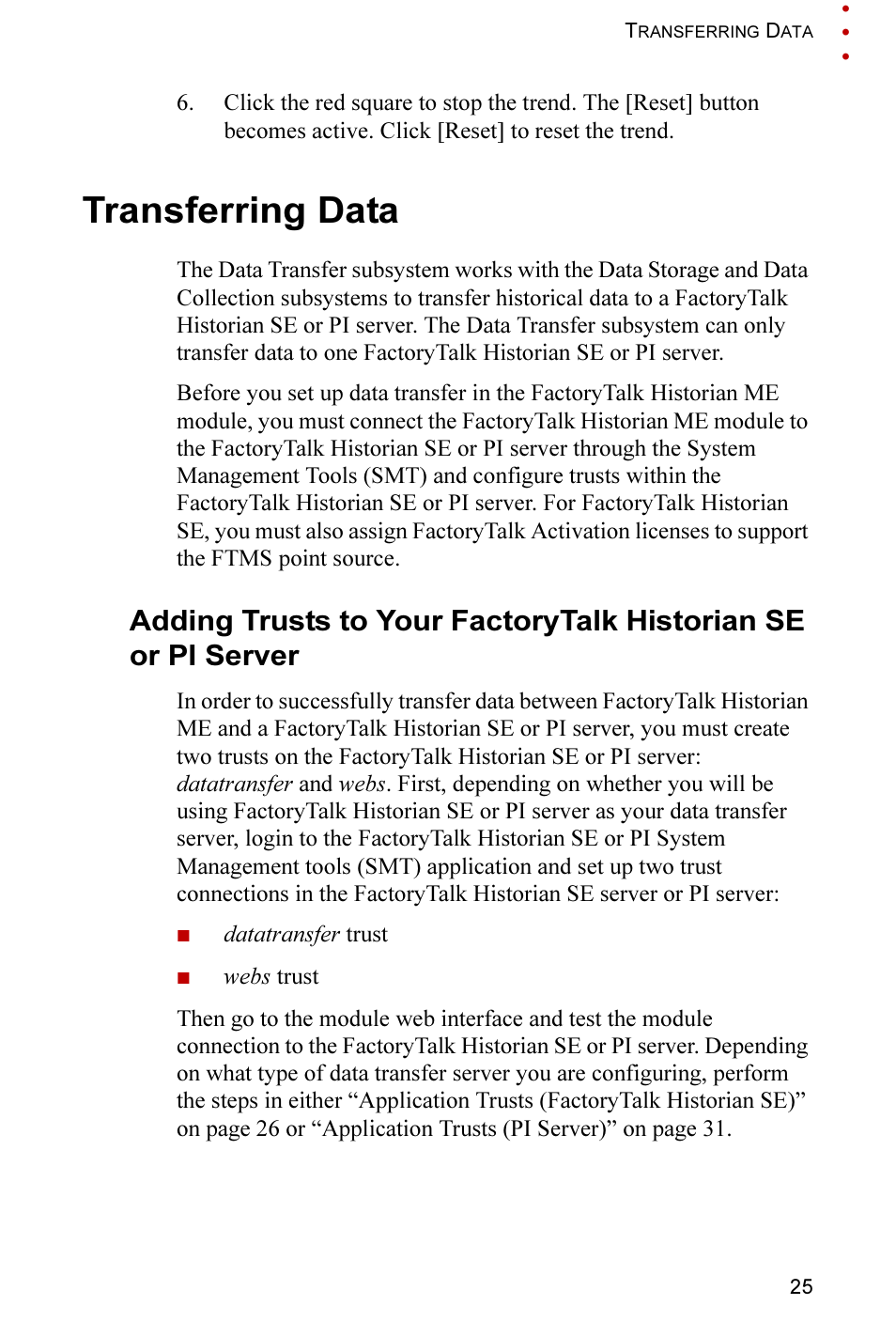 Transferring data | Rockwell Automation FactoryTalk Historian ME 2.2 Quick Start Guide User Manual | Page 29 / 48