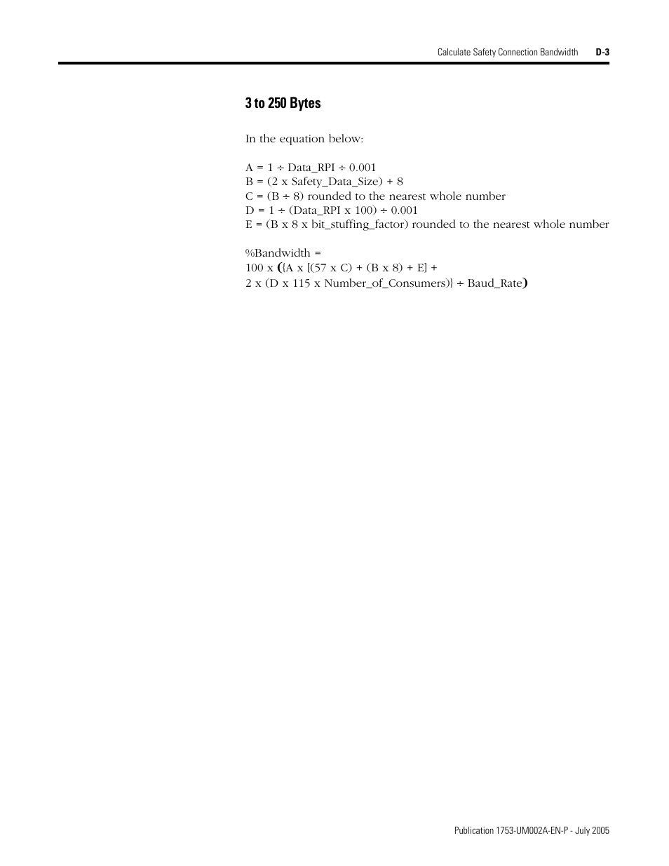 3 to 250 bytes | Rockwell Automation 1753-DNSI DeviceNet Safety Scanner for GuardPLC Controllers User Manual | Page 119 / 132