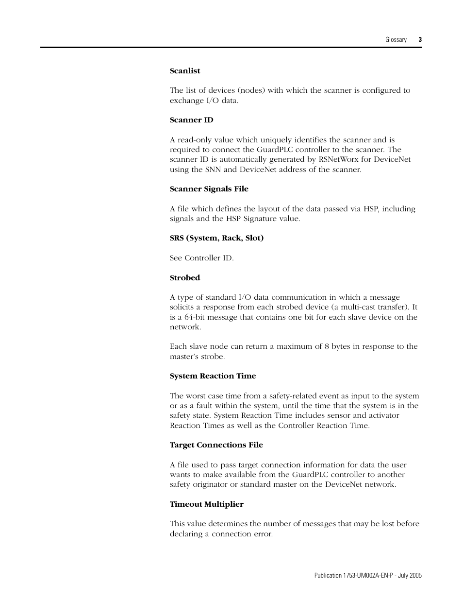Rockwell Automation 1753-DNSI DeviceNet Safety Scanner for GuardPLC Controllers User Manual | Page 123 / 132