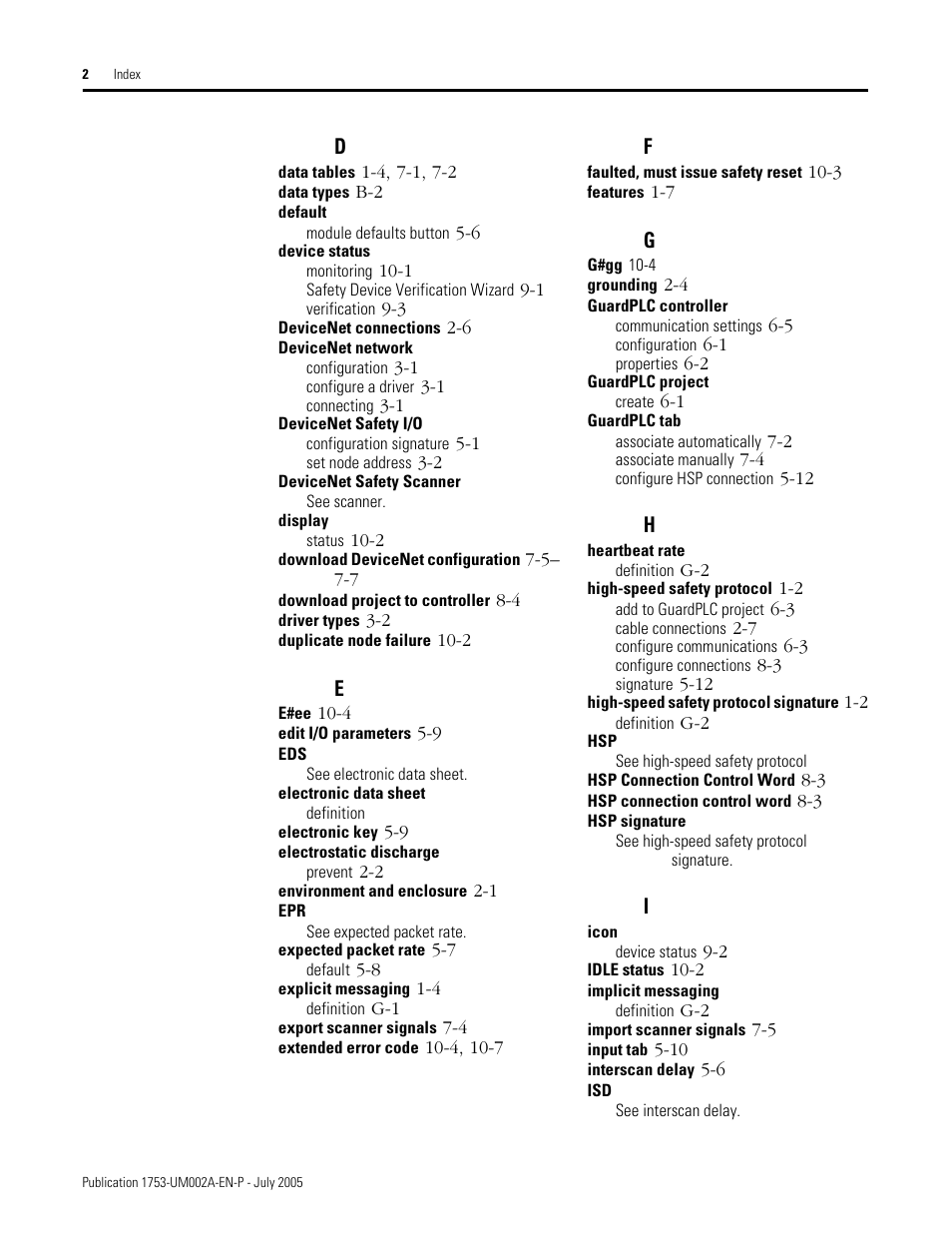Rockwell Automation 1753-DNSI DeviceNet Safety Scanner for GuardPLC Controllers User Manual | Page 126 / 132