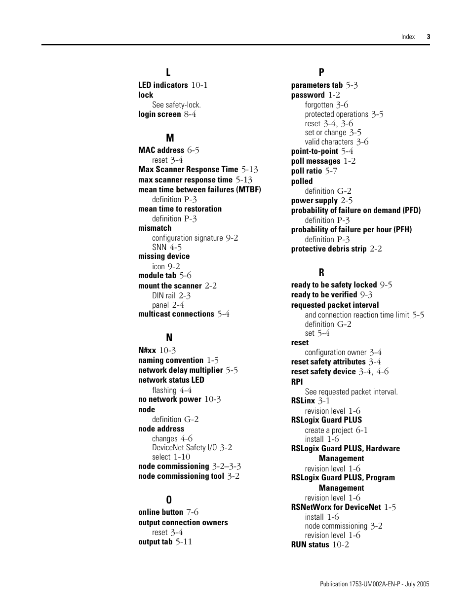 Rockwell Automation 1753-DNSI DeviceNet Safety Scanner for GuardPLC Controllers User Manual | Page 127 / 132