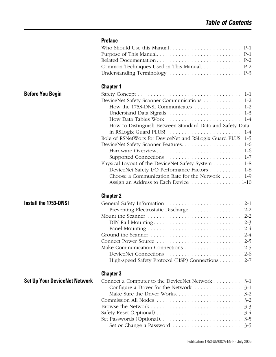 Rockwell Automation 1753-DNSI DeviceNet Safety Scanner for GuardPLC Controllers User Manual | Page 3 / 132