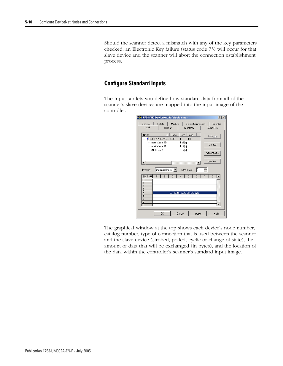 Configure standard inputs -10, Configure standard inputs | Rockwell Automation 1753-DNSI DeviceNet Safety Scanner for GuardPLC Controllers User Manual | Page 52 / 132