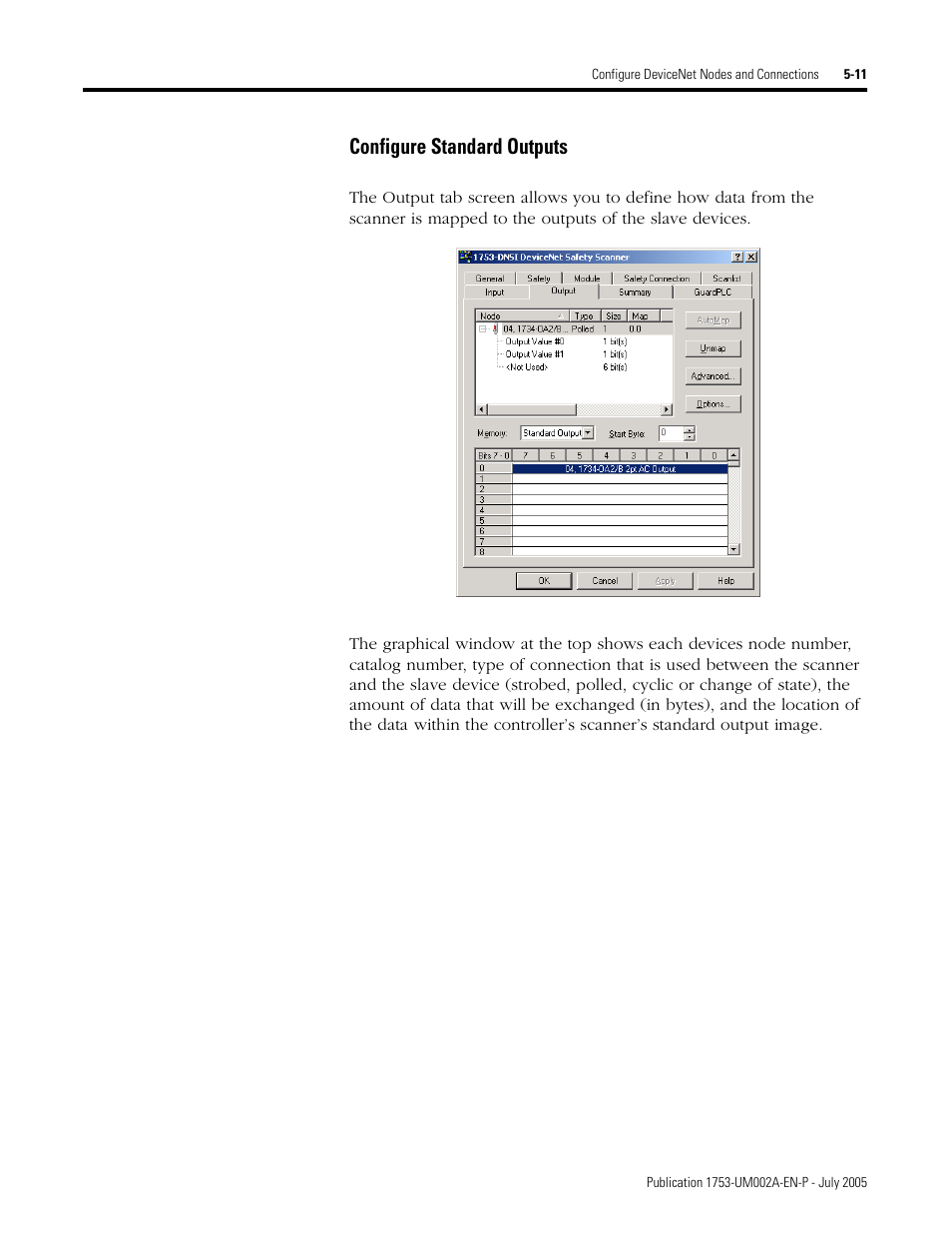 Configure standard outputs -11, Configure standard outputs | Rockwell Automation 1753-DNSI DeviceNet Safety Scanner for GuardPLC Controllers User Manual | Page 53 / 132